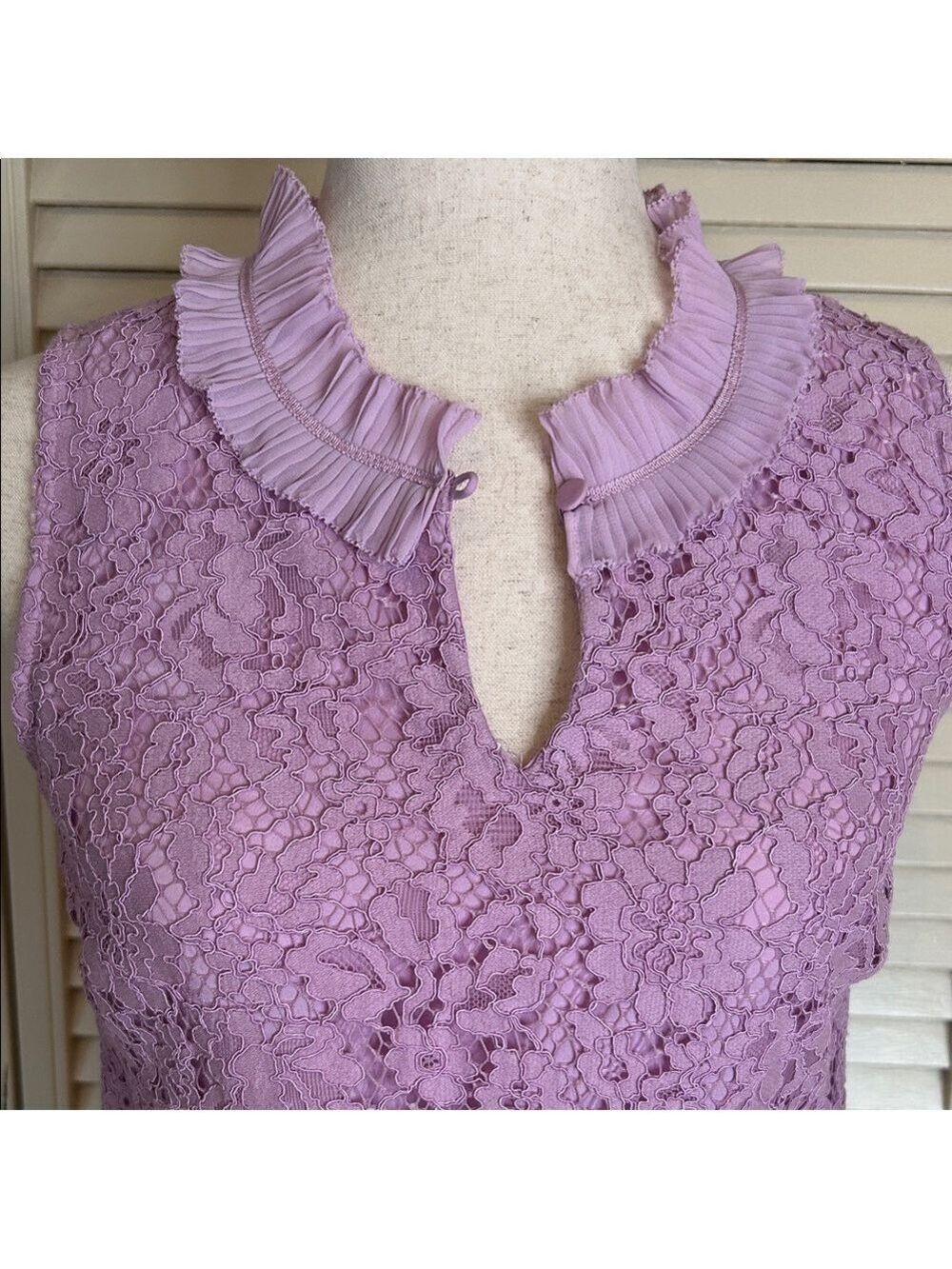 J. Crew Lavender Lace Ruffle-Neck Camisole | Size Small - Picture 3 of 7